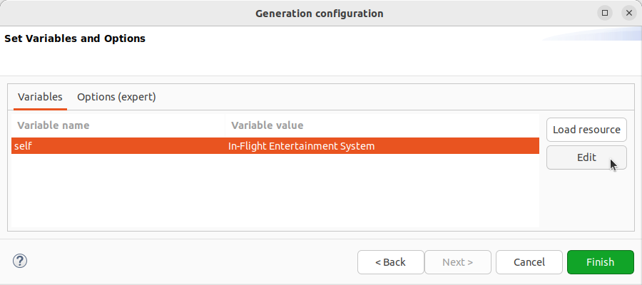 Edit Variable.