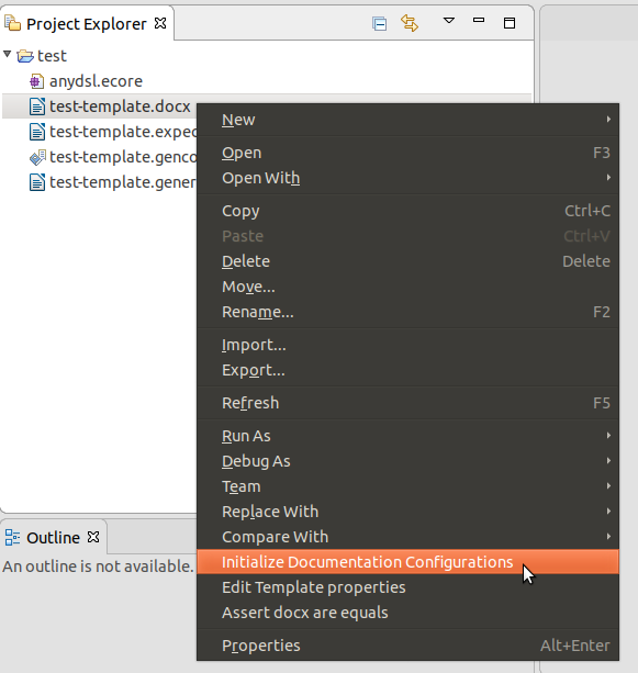 The Initialize Documentation Configuration menu.