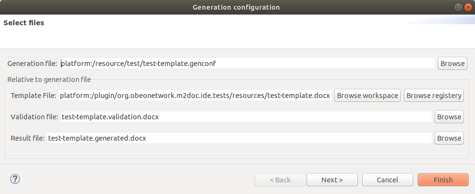 The Generation Configuration Wizard.