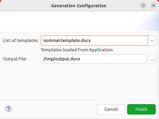 The Generate with Template Library dialog. The Generate with Template Library dialog.