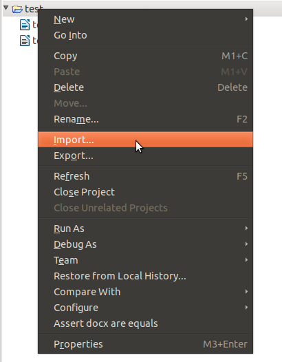 The import menu. The import menu.