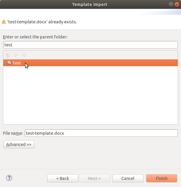 Select the target folder. Select the target folder.