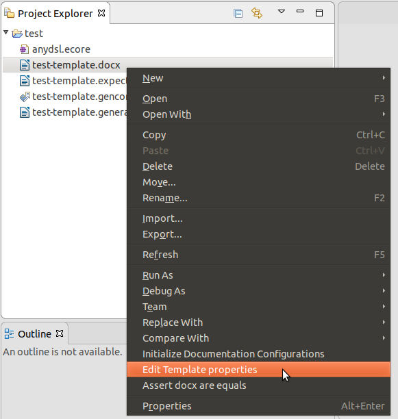 The Edit Template properties menu. The Edit Template properties menu.