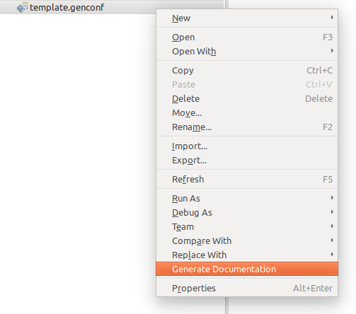 The Generate Documentation menu. The Generate Documentation menu.