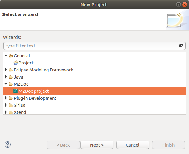 The New project Wizard. The New project Wizard.